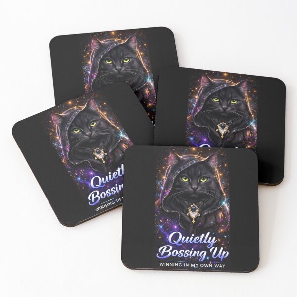 Item preview, Quietly Bossing Up Cat Design | Introvert Boss Aesthetic | Silent Success Quote | Black Cat Motivation | Empowered Woman Gift designed and sold by sumodesign.