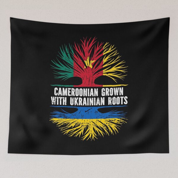 Item preview, Cameroonian Grown with Ukrainian Roots Flag designed and sold by CosmoKitsch.