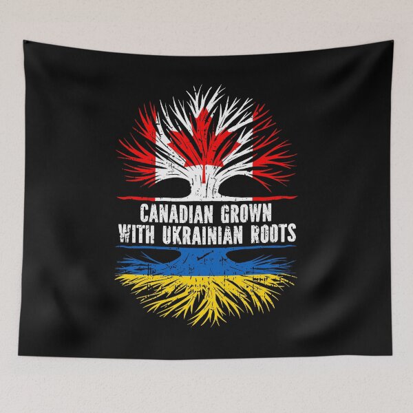 Item preview, Canadian Grown with Ukrainian Roots Flag designed and sold by CosmoKitsch.