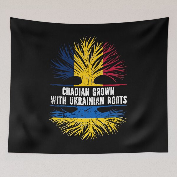 Item preview, Chadian Grown with Ukrainian Roots Flag designed and sold by CosmoKitsch.