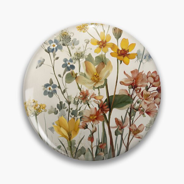 Item preview, Vintage Wildflower Bouquet – Yellow, Orange & Blue Meadow Flowers designed and sold by EK-World.