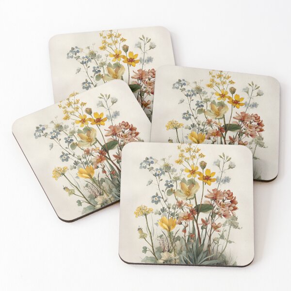 Item preview, Vintage Wildflower Bouquet – Yellow, Orange & Blue Meadow Flowers designed and sold by EK-World.