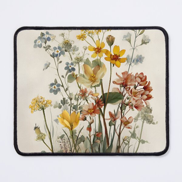 Item preview, Vintage Wildflower Bouquet – Yellow, Orange & Blue Meadow Flowers designed and sold by EK-World.