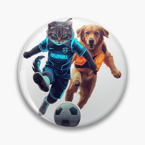 Item preview, Cyberpunk Cat and Dog Playing Future Soccer designed and sold by Quotable Gear.