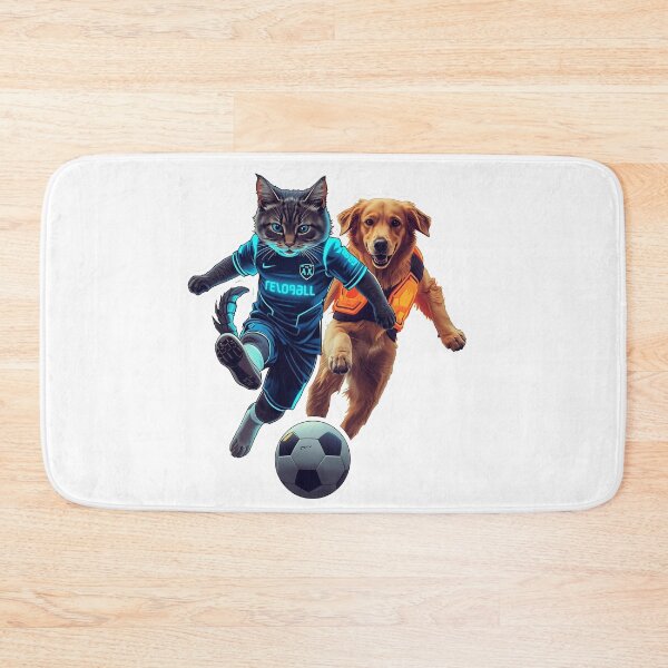 Item preview, Cyberpunk Cat and Dog Playing Future Soccer designed and sold by Quotable Gear.
