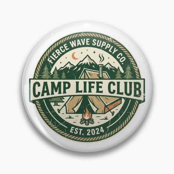 Item preview, Camp Life Club Vintage Camping Badge – Outdoor Adventure Sticker, Camper Shirt, Nature Lover Design designed and sold by Fierce Wave Supply Co..