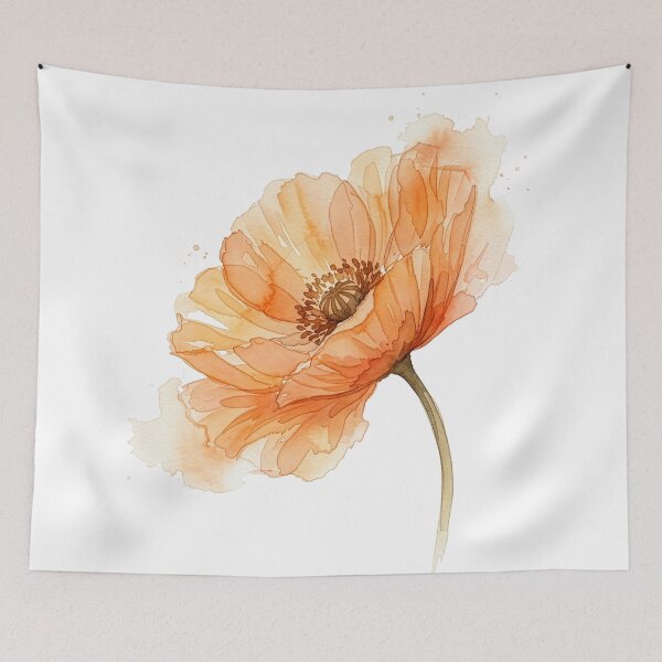 Item preview, Soft Peach Poppy Watercolor Illustration designed and sold by Rutvain.