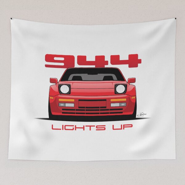 Item preview, Front View Lights-up Porsche 944 Guards Red Illustration designed and sold by blackdogshop.