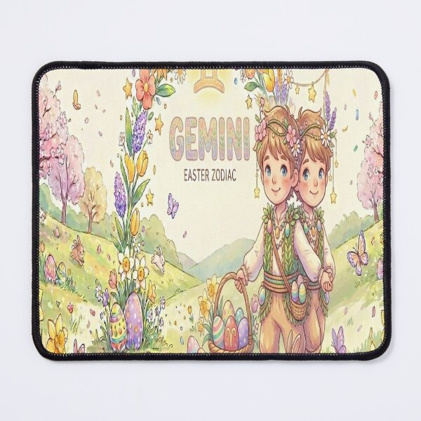 Item preview, Easter Gemini Zodiac: Cute Twin Forest Sprites with Easter Egg Basket & Spring Flowers designed and sold by ClaussShop.