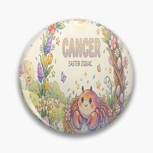 Item preview, Easter Cancer Zodiac: Cute Crab in Floral Nest with Pastel Eggs & Bunnies designed and sold by ClaussShop.