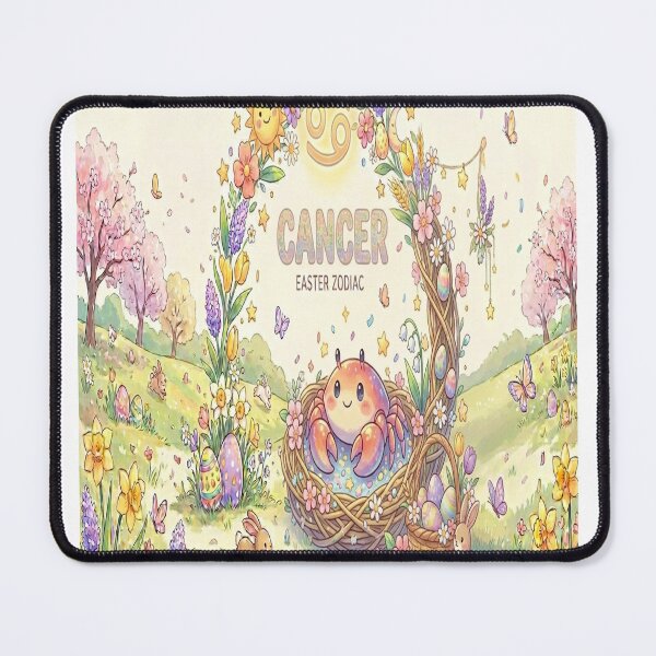 Item preview, Easter Cancer Zodiac: Cute Crab in Floral Nest with Pastel Eggs & Bunnies designed and sold by ClaussShop.