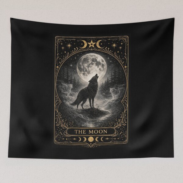 Item preview, The Moon - Wolf Pack - Tarot Card designed and sold by Coral Surprise Studio | Playful & Dreamy Designs.