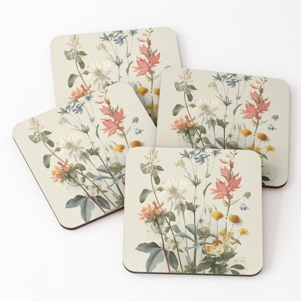 Item preview, Vintage Botanical Bouquet – Red Lilies, Blue Columbines & White Anemones designed and sold by EK-World.
