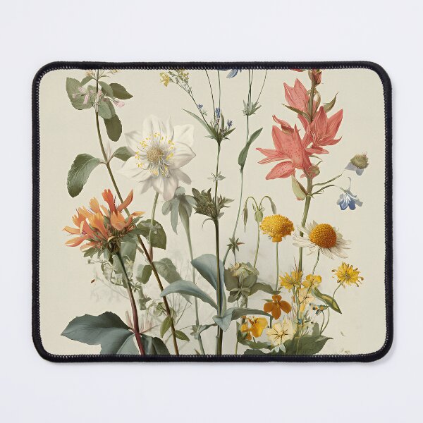 Item preview, Vintage Botanical Bouquet – Red Lilies, Blue Columbines & White Anemones designed and sold by EK-World.