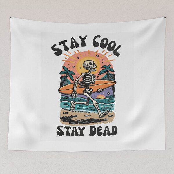 Item preview, Stay Cool Stay Dead Funny Skeleton Surfing Retro Summer Beach Design designed and sold by Region.
