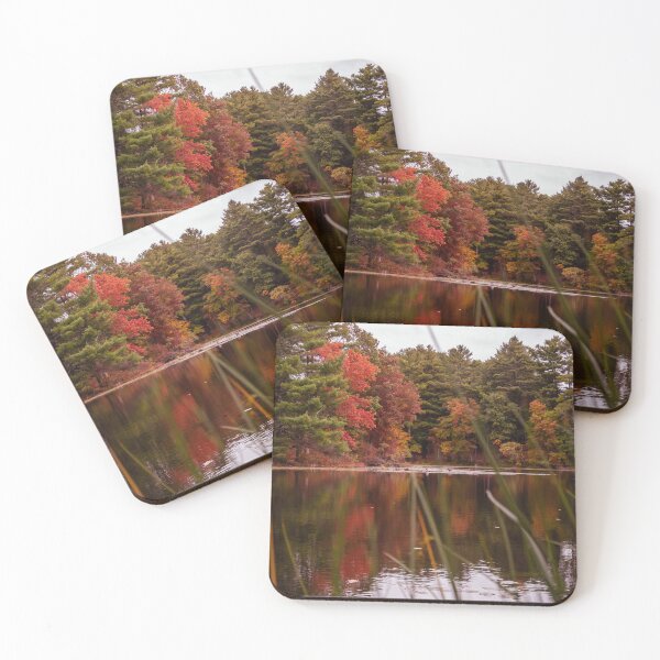 Item preview, Kingsbury Pond Massachusetts Fall Reflection — New England Autumn Foliage Photography designed and sold by MDCCo.