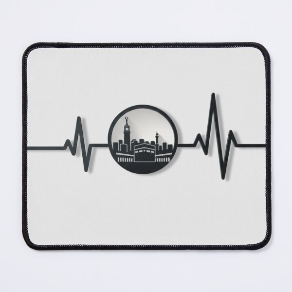 Item preview, Makkah in a circular frame & Heartbeat (black) – Kaaba and Abraj Al Bait Skyline Islamic Minimalist Muslim Design designed and sold by D-Islamic.