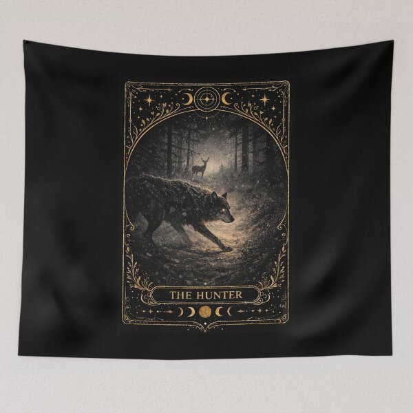 Item preview, The Hunter - Wolf Pack - Tarot Card designed and sold by Coral Surprise Studio | Playful & Dreamy Designs.