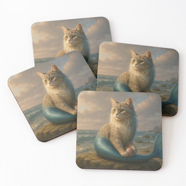 Item preview, Mermaid Cat (Merfeline) | Fantasy Ocean Kitten Art Cute Magical Creature designed and sold by FantasyHybrids.