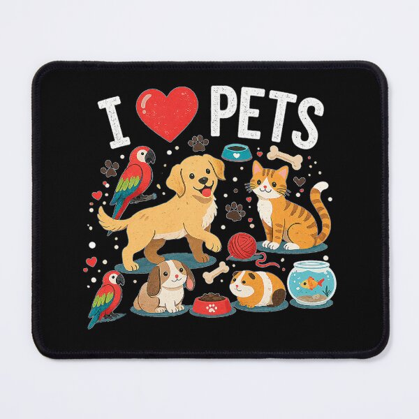 Item preview, I Love Pets T-Shirt – Cute Dog Cat Parrot Animal Lover Shirt – Funny Pet Lover Gift designed and sold by Kiziorq.