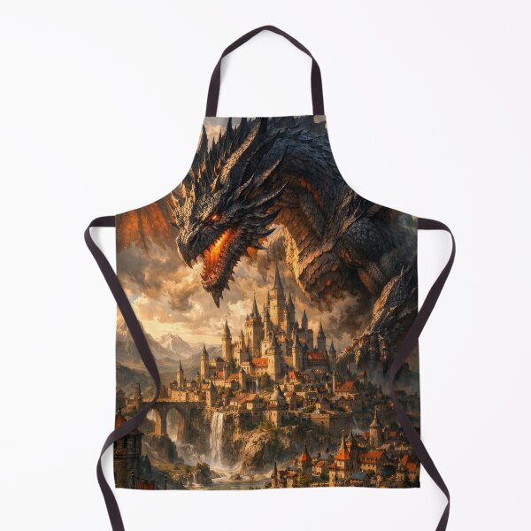 Item preview, Epic Dragon Attacking Castle – Medieval Fantasy Dragon, Fire Dragon Over Kingdom, Dark Fantasy Castle, Dragon Battle Scene, Fantasy Illustration designed and sold by DrakariArt.
