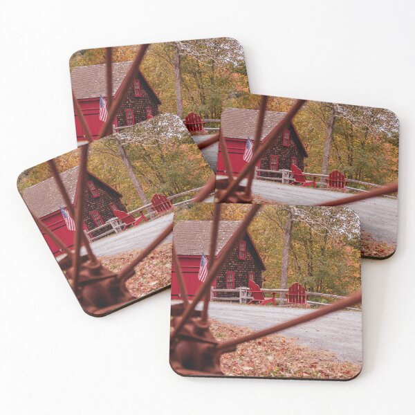 Item preview, New England Red Barn Fall — Kingsbury Pond Massachusetts Autumn Farmhouse Photography designed and sold by MDCCo.