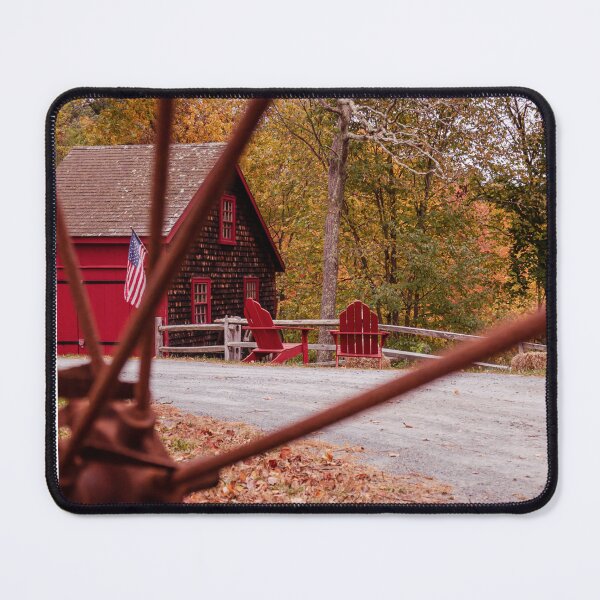 Item preview, New England Red Barn Fall — Kingsbury Pond Massachusetts Autumn Farmhouse Photography designed and sold by MDCCo.