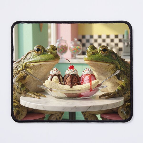 Item preview, Happy Bullfrogs Share a Banana Split designed and sold by Tridentulus.