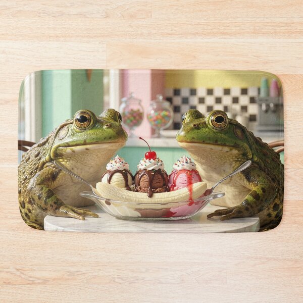 Item preview, Happy Bullfrogs Share a Banana Split designed and sold by Tridentulus.