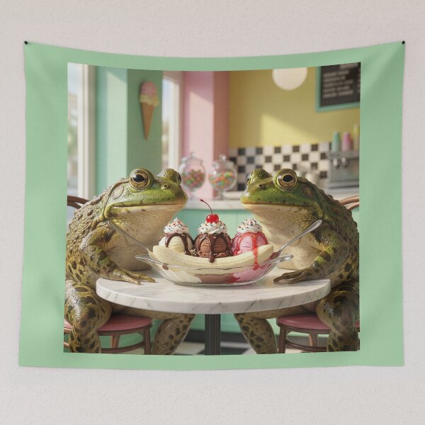 Item preview, Happy Bullfrogs Share a Banana Split designed and sold by Tridentulus.