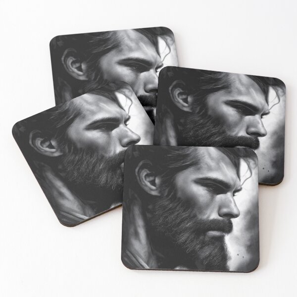 Item preview, Shadows of Resolve: Monochromatic Bearded Man Portrait designed and sold by Thalassora.