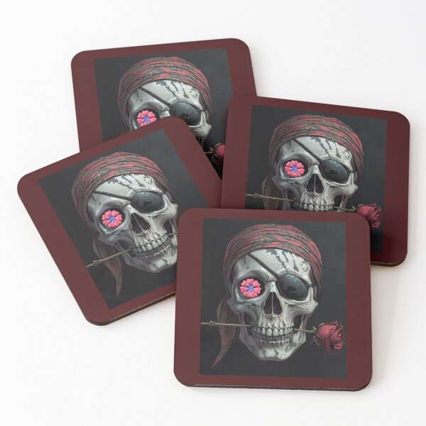Item preview, Pirate skull with a rose designed and sold by Julitasells.