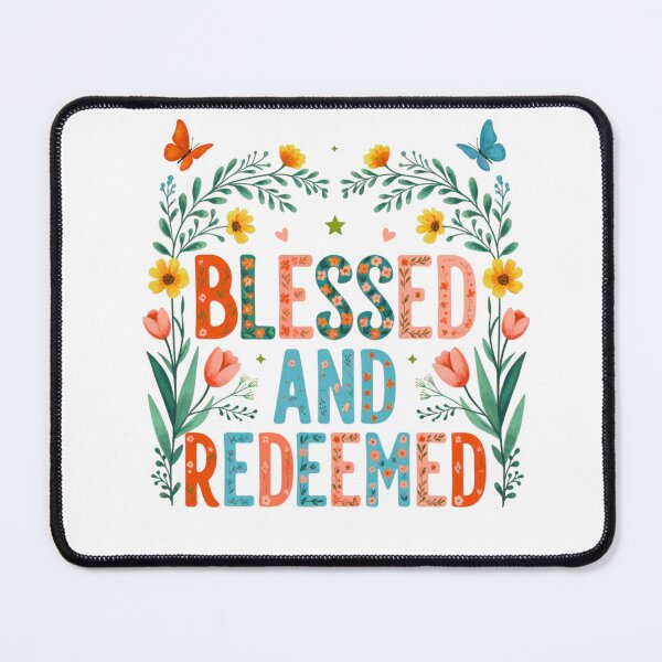 Item preview, Blessed and Redeemed Floral Boho Christian Scripture Art designed and sold by LazyScreations.