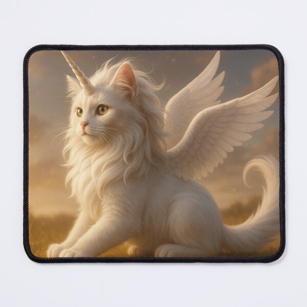 Item preview, Unicorn Winged Cat (Alicat) | Fantasy Angel Kitten Art Magical White Cat Illustration designed and sold by FantasyHybrids.