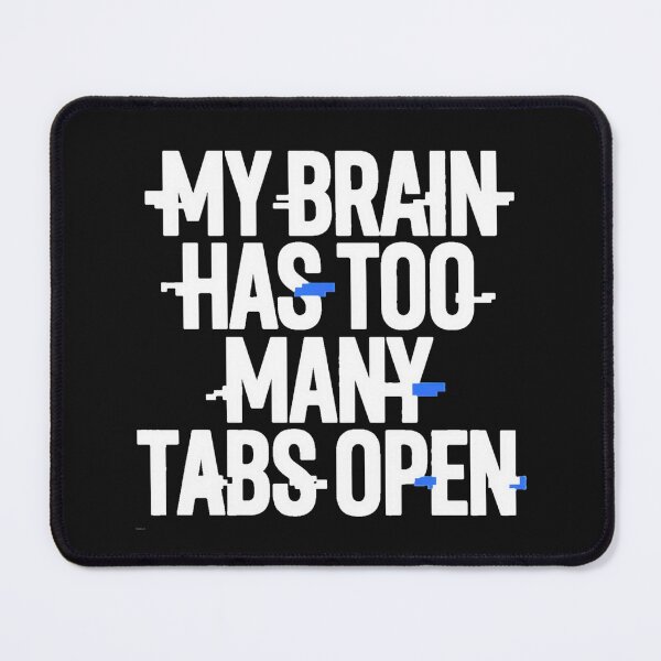 Item preview, Mi cerebro tiene demasiadas pestañas abiertas. Frase divertida sobre pensar demasiado. Camiseta minimalista con tipografía glitch. designed and sold by Barkashow.