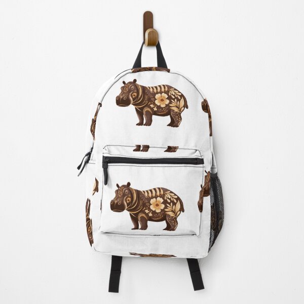 Item preview, Boho Floral Hippopotamus – Hand Drawn Folk Animal Illustration designed and sold by olenapetol.