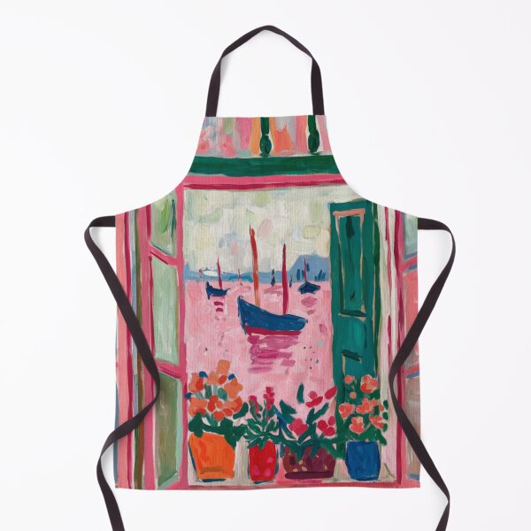 Item preview, Pink Lagoon Window View – Colorful Fauvist Boat Art Print designed and sold by CARRAANN.