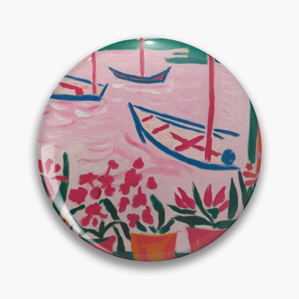 Item preview, Seaside Window View |  Bold Post-Impressionist | Boats and Flowers  designed and sold by CARRAANN.