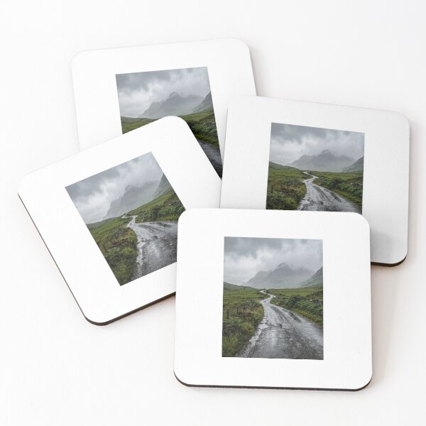 Item preview, Misty Mountain Road – Moody Rain Landscape designed and sold by peacefulframes.art.
