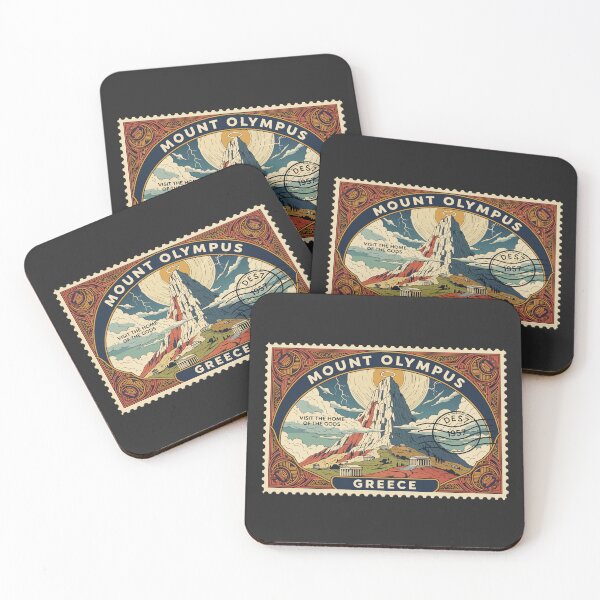 Item preview, Vintage Mount Olympus Greece Travel Stamp Retro Poster Art designed and sold by Cipher & Soul.