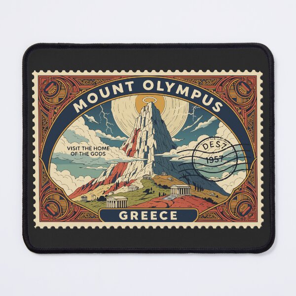 Item preview, Vintage Mount Olympus Greece Travel Stamp Retro Poster Art designed and sold by Cipher & Soul.