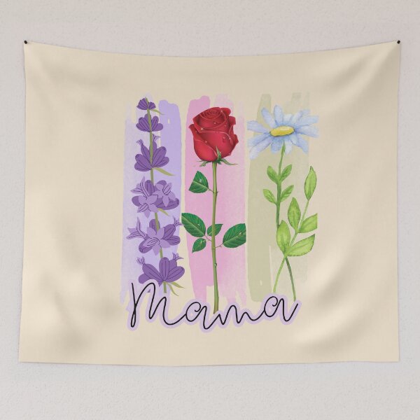 Item preview, Mama - Three Flowers of Motherhood Watercolor Panel Design designed and sold by PriyaMagic.
