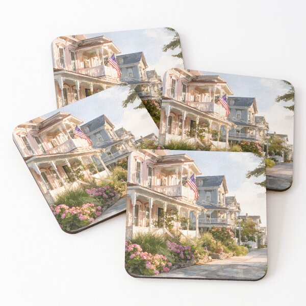 Item preview, Cape May New Jersey Seaside Street at Golden Hour Victorian Houses Coastal Summer Scene designed and sold by daila70.