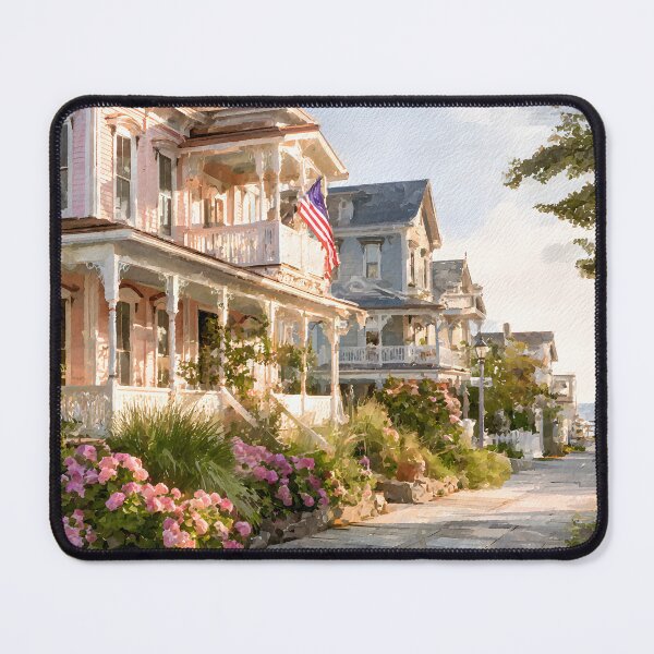 Item preview, Cape May New Jersey Seaside Street at Golden Hour Victorian Houses Coastal Summer Scene designed and sold by daila70.