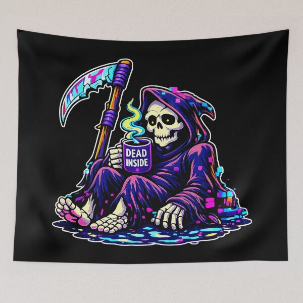Item preview, Dead Inside Glitch Reaper – Cyberpunk Skeleton Design designed and sold by MariDonna.