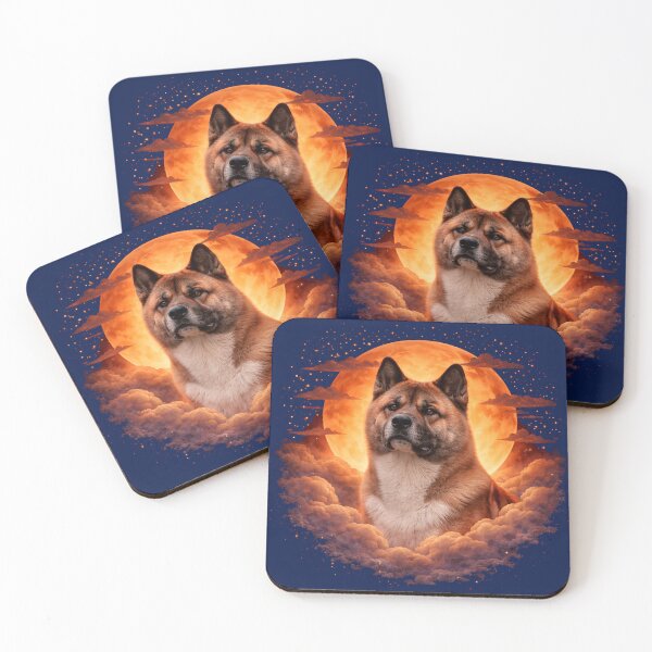 Item preview, American Akita Moon Art – Akita Gift for Dog Mom Dad designed and sold by PixelsPaws.