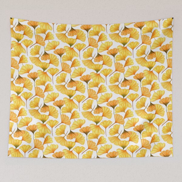 Item preview, Yellow Ginkgo Leaves Pattern Painted by Hand in Watercolor designed and sold by andrebalest.art.