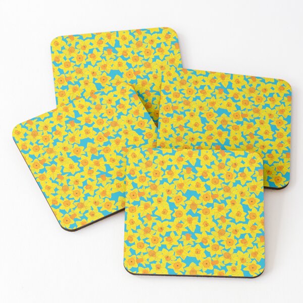 Item preview, Daffodil pattern 4 with blue background designed and sold by Paintingsbyapeacock.