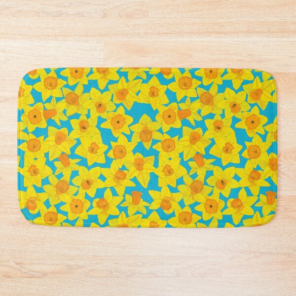 Item preview, Daffodil pattern 4 with blue background designed and sold by Paintingsbyapeacock.