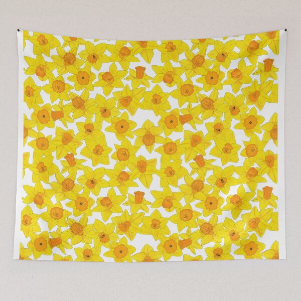 Item preview, Daffodil pattern with white background designed and sold by Paintingsbyapeacock.